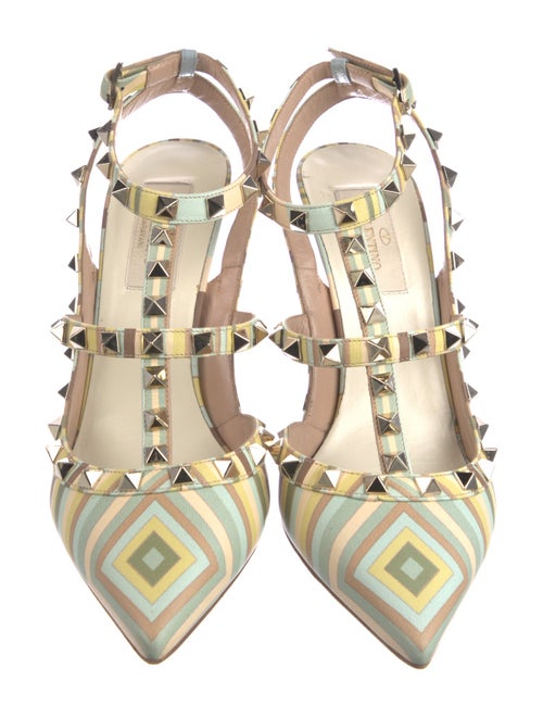 Valentino 1973 Pattern Leather T-Strap Pumps