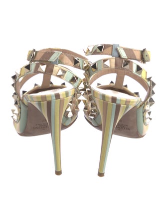 Valentino 1973 Pattern Leather T-Strap Pumps