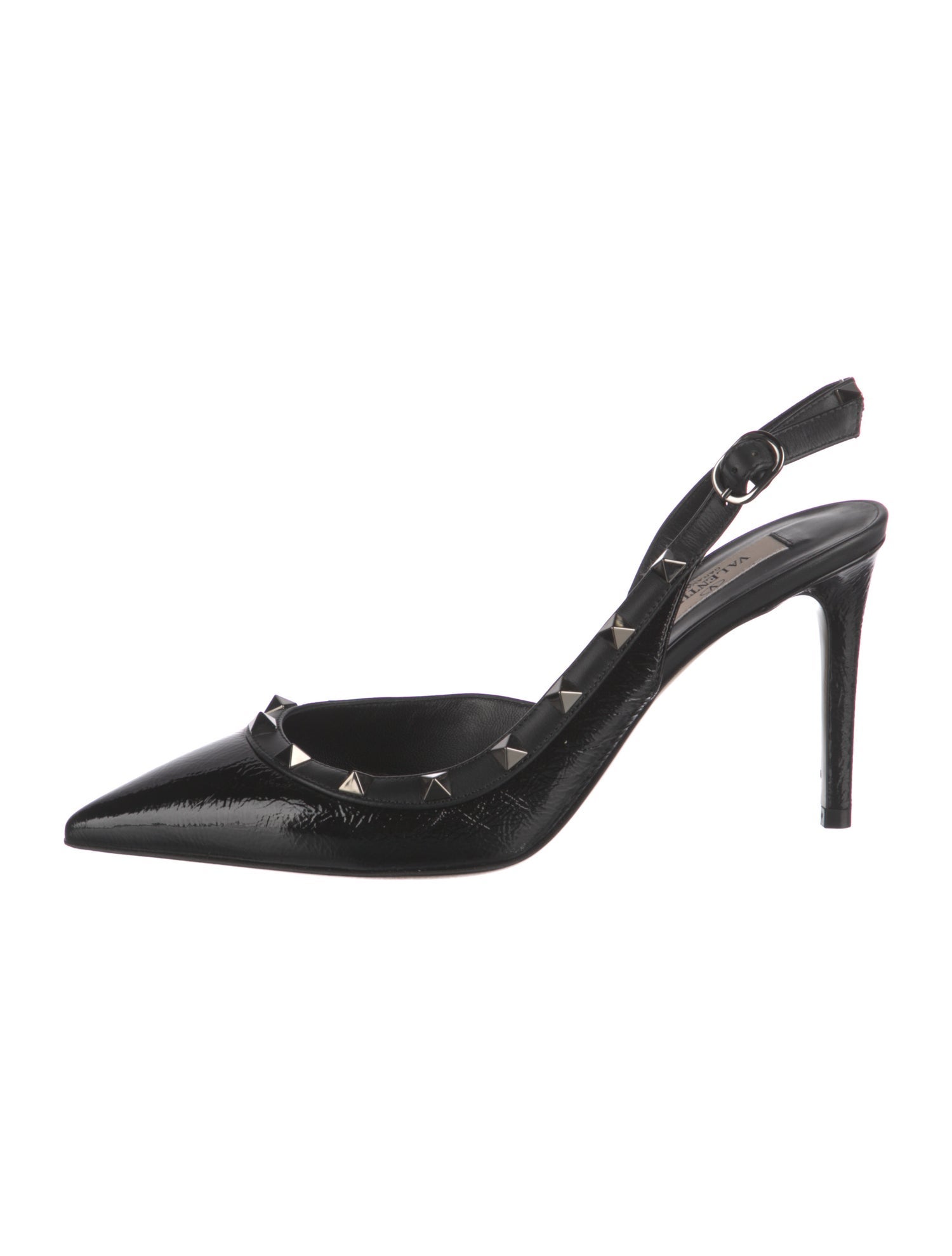 Valentino Rockstud Accents Patent Leather Slingback Pumps