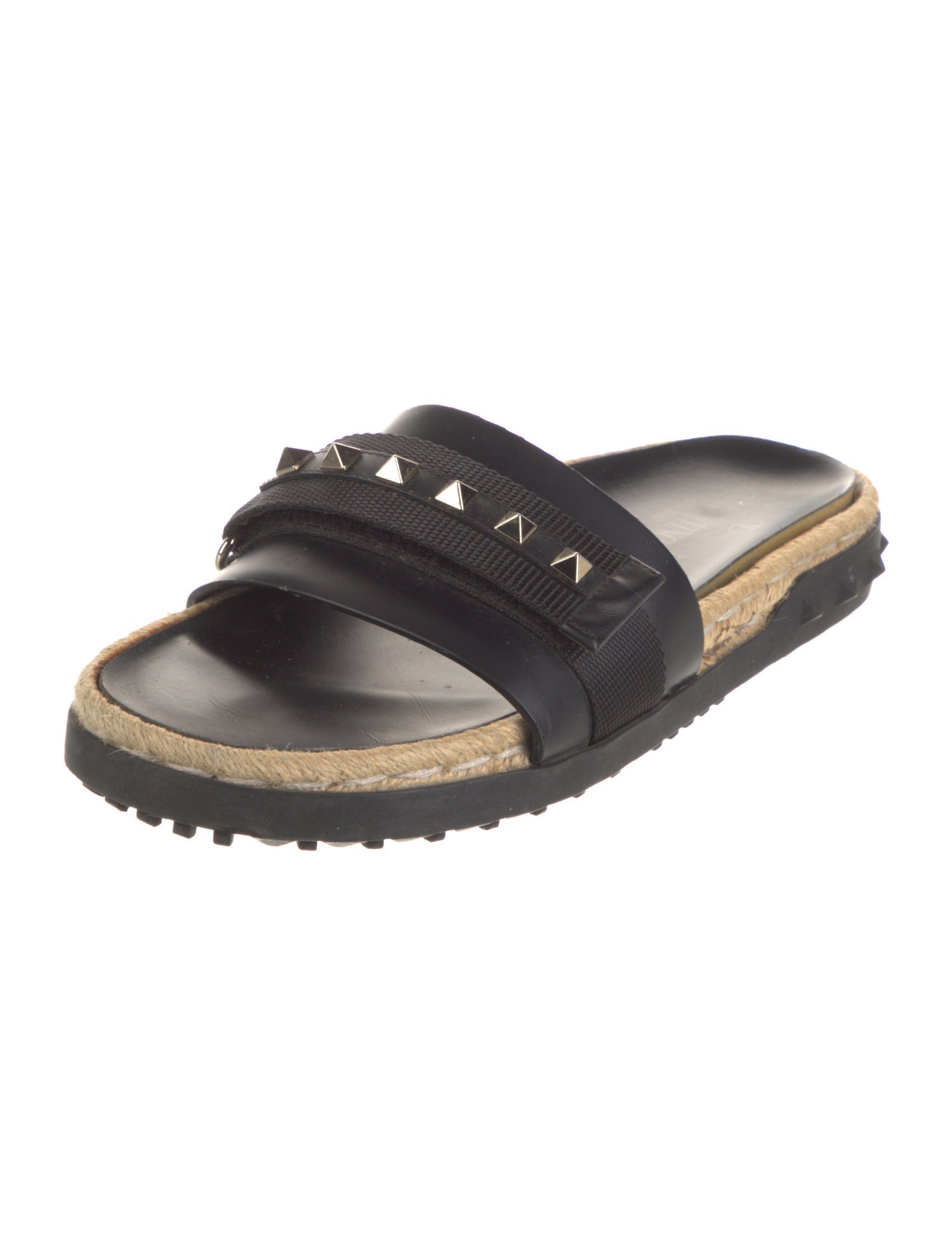 Valentino Rockstud Accents Leather Slides