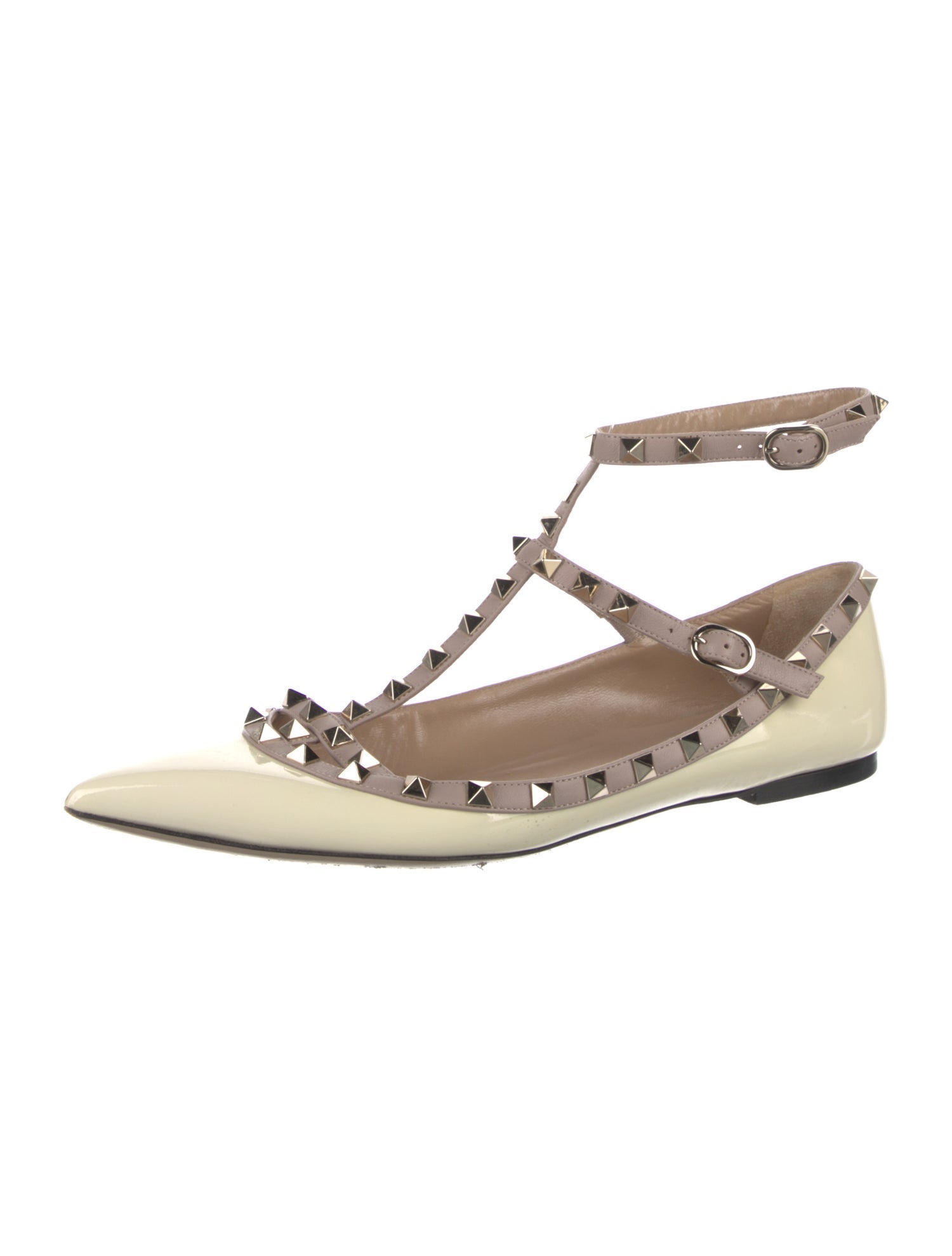 Valentino Rockstud Accents Patent Leather Ballet Flats