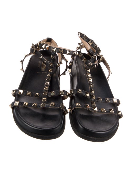 Valentino Rockstud Accents Leather T-Strap Sandals