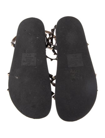 Valentino Rockstud Accents Leather T-Strap Sandals