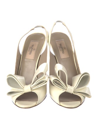 Valentino Patent Leather Bow Accents Slingback Pumps