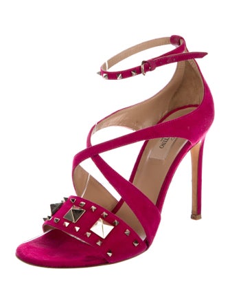 Valentino Rockstud Accents Suede Sandals