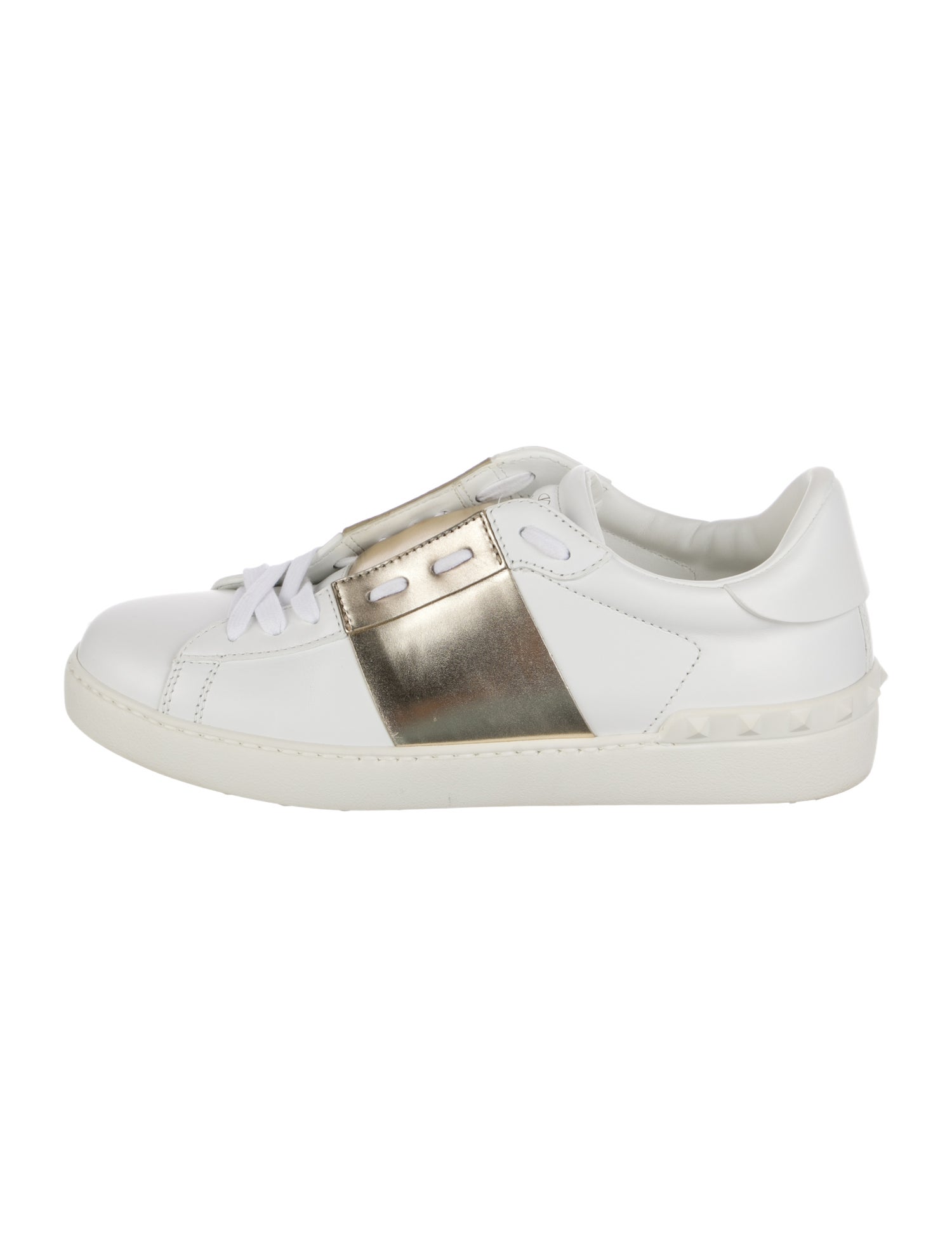 Valentino Rockstud Accents Leather Sneakers