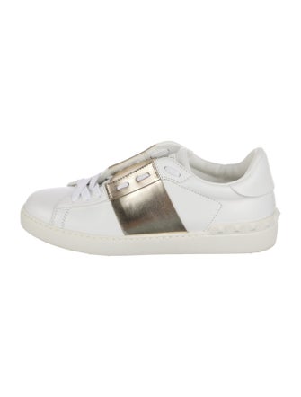 Valentino Rockstud Accents Leather Sneakers
