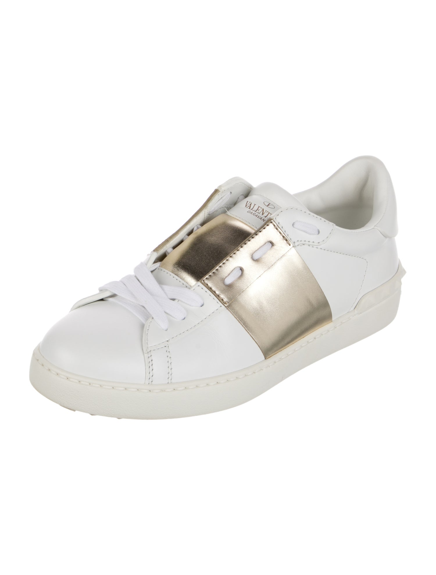 Valentino Rockstud Accents Leather Sneakers