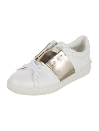 Valentino Rockstud Accents Leather Sneakers