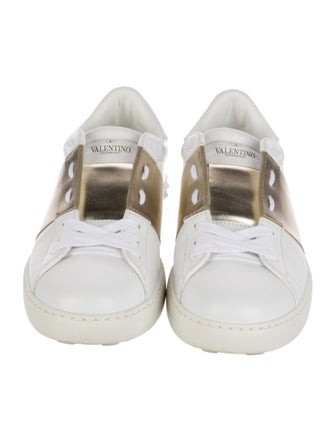 Valentino Rockstud Accents Leather Sneakers