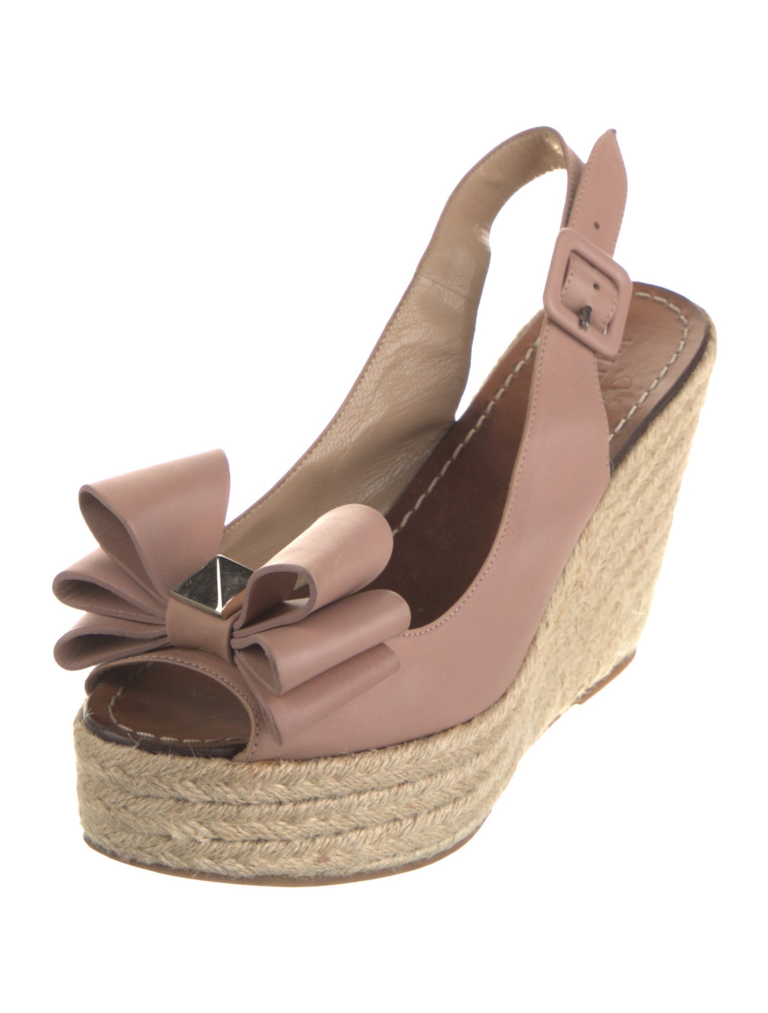 Valentino Rockstud Accents Leather Espadrilles