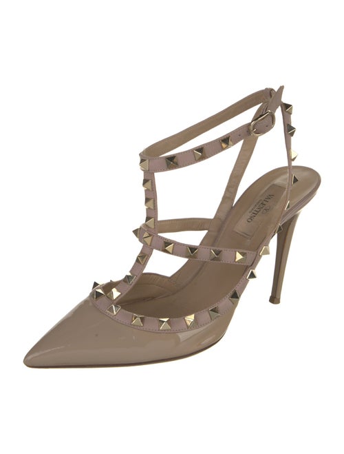 Valentino Rockstud Accents Patent Leather T-Strap Pumps