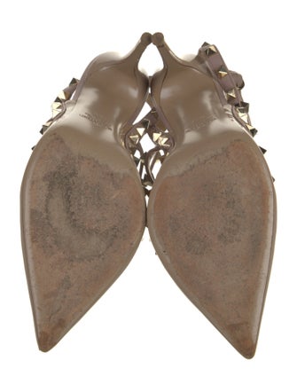 Valentino Rockstud Accents Patent Leather T-Strap Pumps