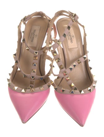 Valentino Rockstud Accents Patent Leather T-Strap Pumps