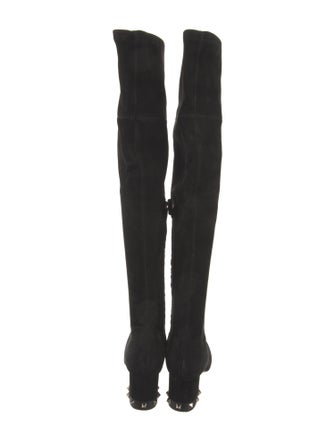 Valentino Rockstud Accents Suede Boots