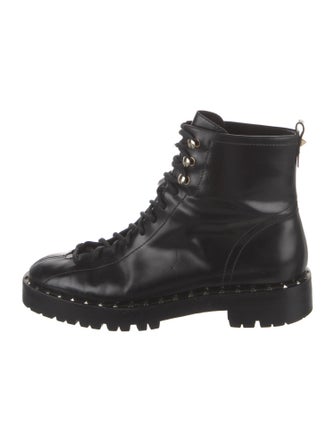 Valentino Rockstud Accents Leather Combat Boots