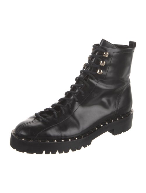 Valentino Rockstud Accents Leather Combat Boots