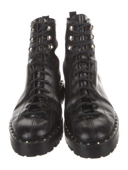 Valentino Rockstud Accents Leather Combat Boots