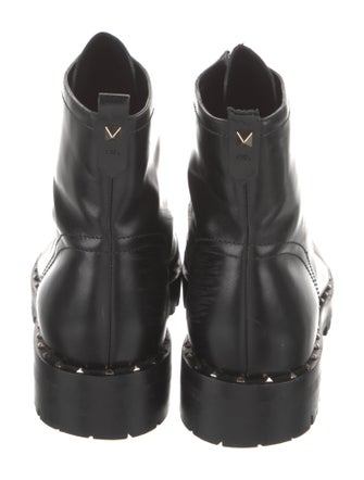 Valentino Rockstud Accents Leather Combat Boots