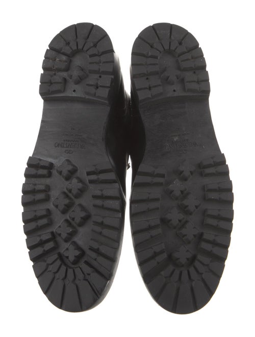 Valentino Rockstud Accents Leather Combat Boots