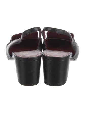 Valentino Leather Chain-Link Accents Slingback Pumps