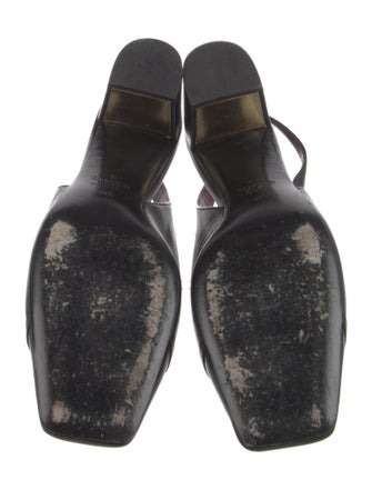 Valentino Leather Chain-Link Accents Slingback Pumps