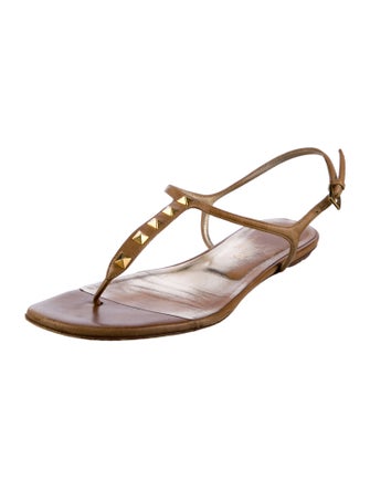 Valentino Leather T-Strap Sandals