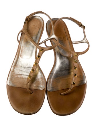 Valentino Leather T-Strap Sandals