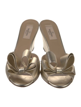 Valentino Leather Bow Accents Mules