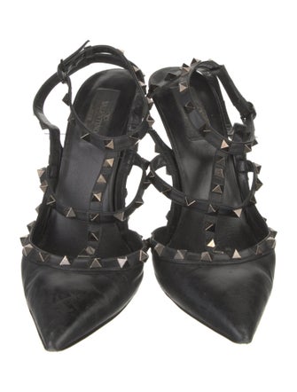 Valentino Rockstud Accents Leather T-Strap Pumps