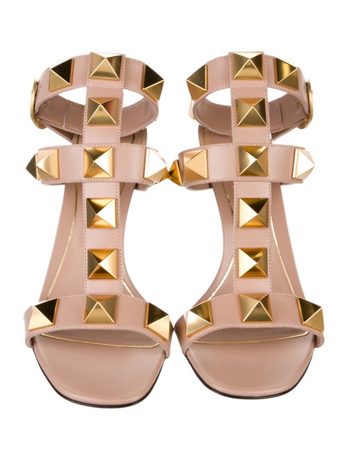 Valentino Rockstud Accents Leather T-Strap Sandals