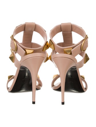 Valentino Rockstud Accents Leather T-Strap Sandals