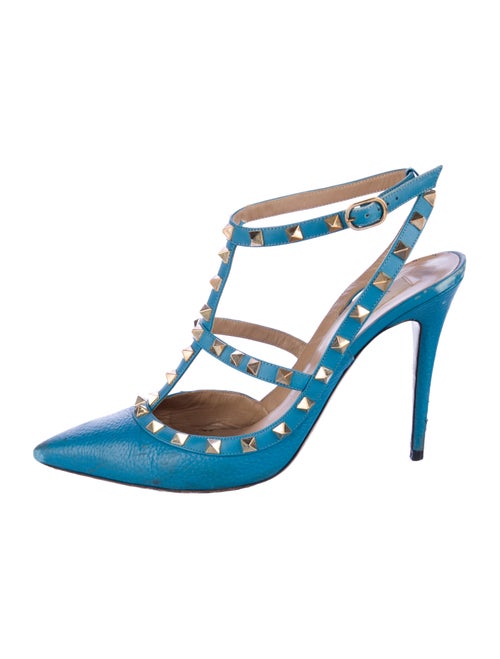 Valentino Rockstud Accents Leather T-Strap Pumps