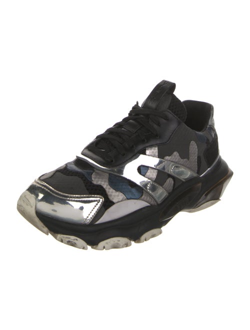Valentino Leather Camouflage Print Sneakers