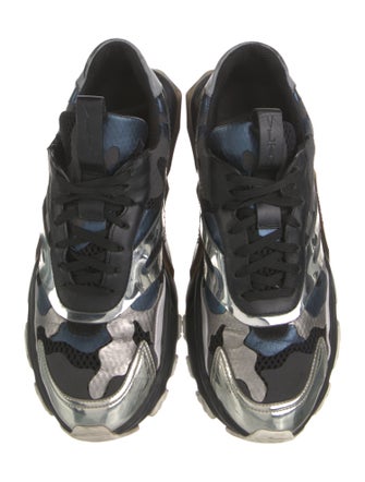 Valentino Leather Camouflage Print Sneakers