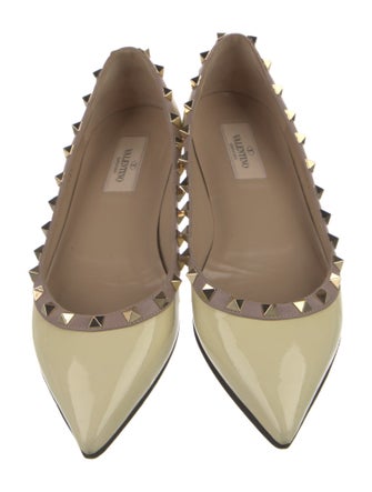 Valentino Rockstud Accents Patent Leather Flats