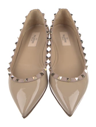 Valentino Rockstud Accents Patent Leather Ballet Flats