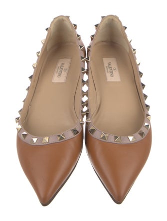 Valentino Rockstud Accents Leather Ballet Flats
