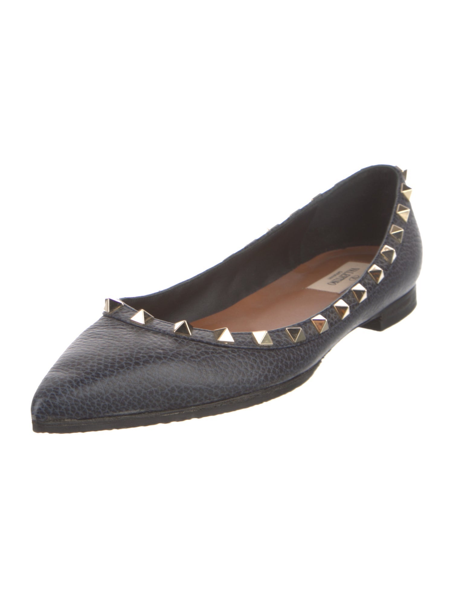 Valentino Rockstud Accents Leather Ballet Flats