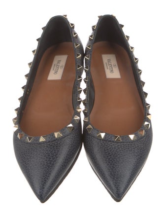 Valentino Rockstud Accents Leather Ballet Flats