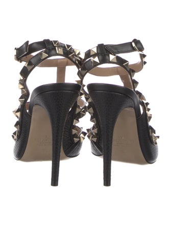 Valentino Rockstud Accents Leather T-Strap Pumps