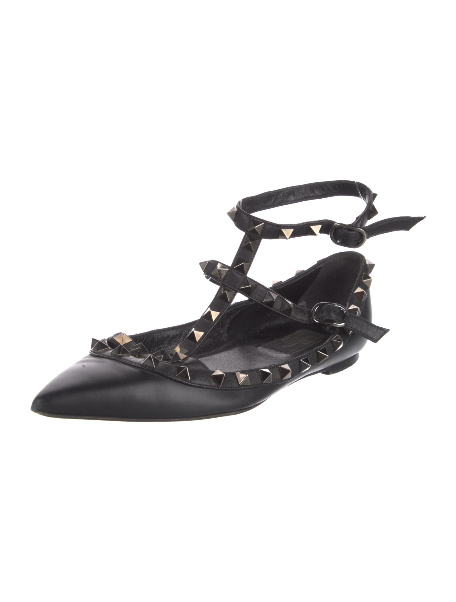 Valentino Rockstud Accents Leather Ballet Flats