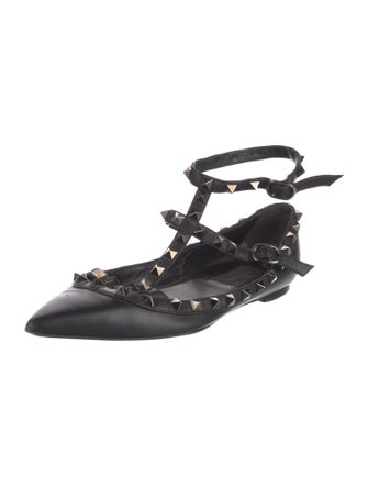 Valentino Rockstud Accents Leather Ballet Flats