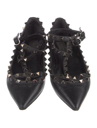 Valentino Rockstud Accents Leather Ballet Flats