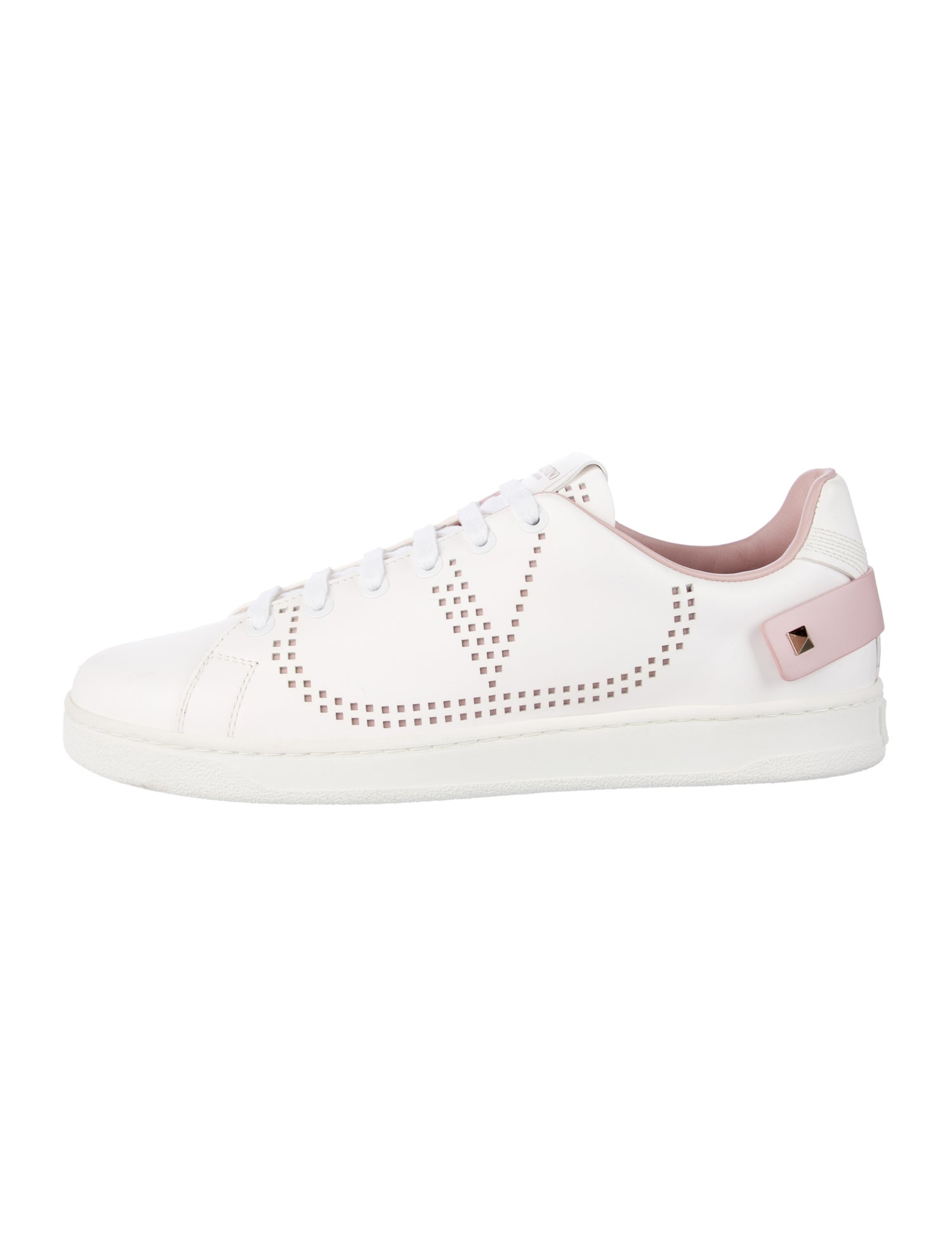 Valentino Rockstud Accents Leather Sneakers