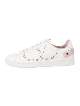 Valentino Rockstud Accents Leather Sneakers