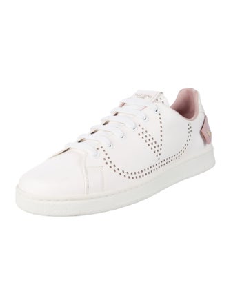 Valentino Rockstud Accents Leather Sneakers