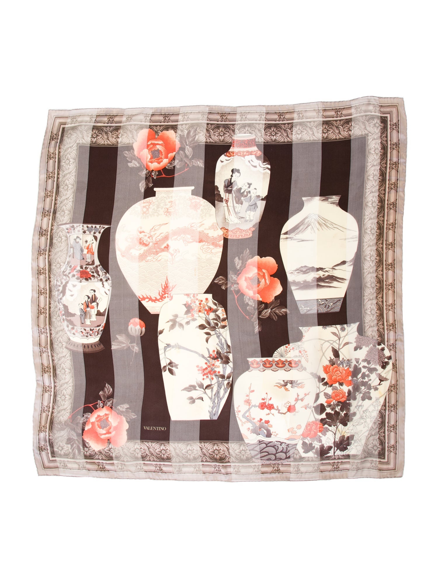 Valentino Silk Floral Print Scarf