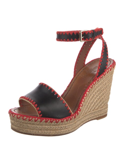 Valentino Leather Whipstitch Trim Espadrilles