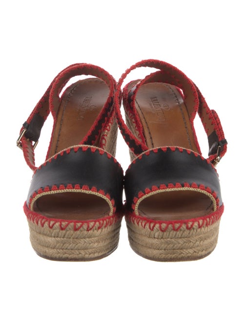 Valentino Leather Whipstitch Trim Espadrilles